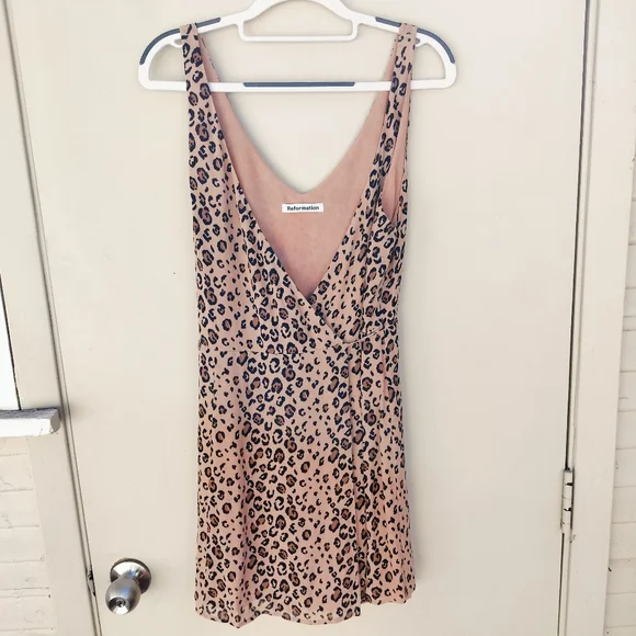 Reformation Anchorage Leopard Mini Wrap Dress Animal Print Lightweight Aline - Picture 4 of 9